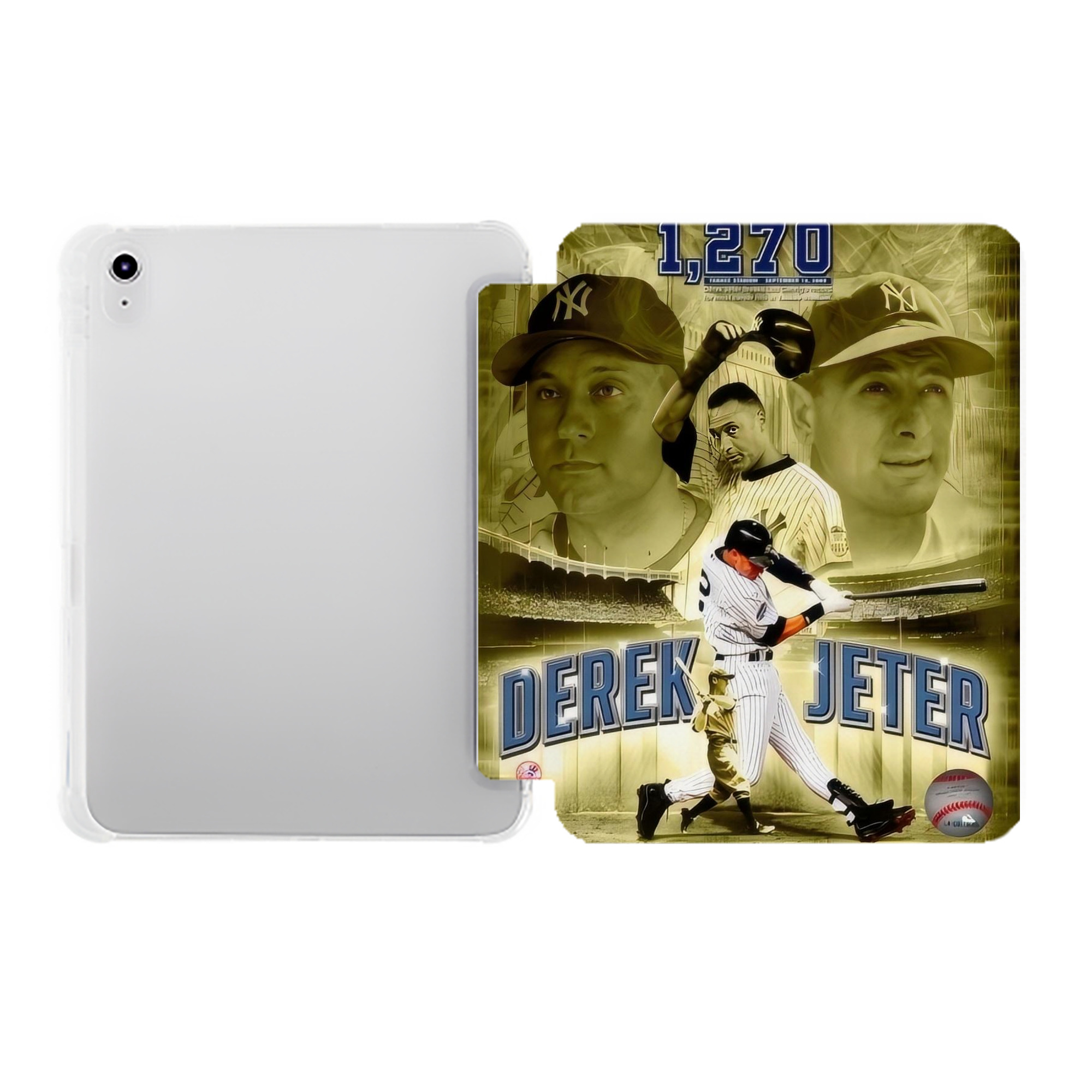 Derek Jeter 23 Premium Tri-Fold PU Leather & Silicone IPad Case With Pencil Slot – Fits 9.5,10.5,10.9 – Adjustable Stand, Slim, Protective